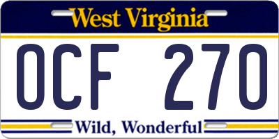 WV license plate OCF270
