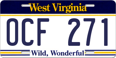 WV license plate OCF271