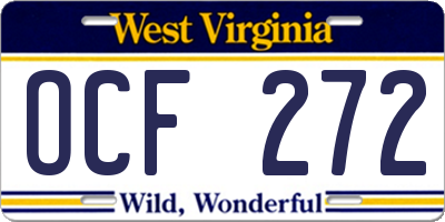 WV license plate OCF272