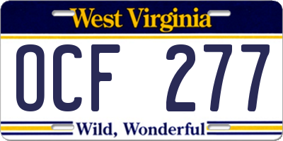 WV license plate OCF277