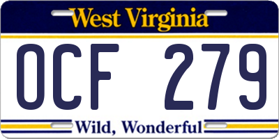 WV license plate OCF279