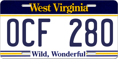 WV license plate OCF280