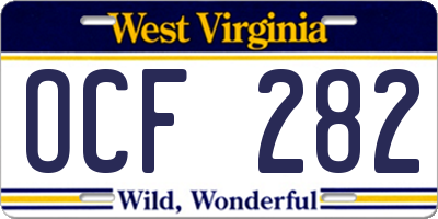 WV license plate OCF282