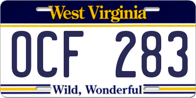 WV license plate OCF283