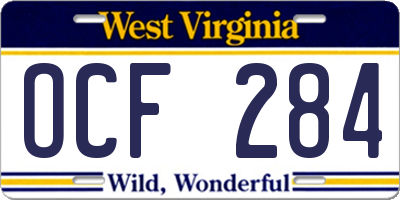 WV license plate OCF284