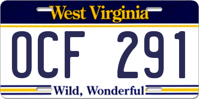 WV license plate OCF291