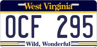 WV license plate OCF295