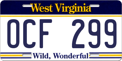 WV license plate OCF299