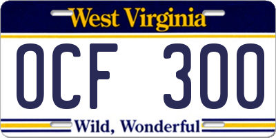WV license plate OCF300