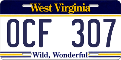 WV license plate OCF307
