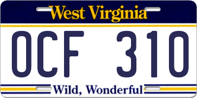 WV license plate OCF310