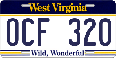 WV license plate OCF320