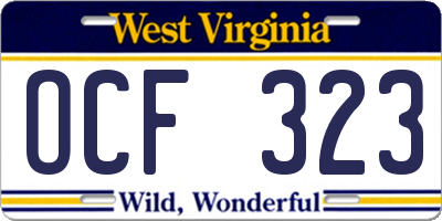 WV license plate OCF323