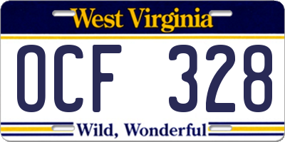 WV license plate OCF328