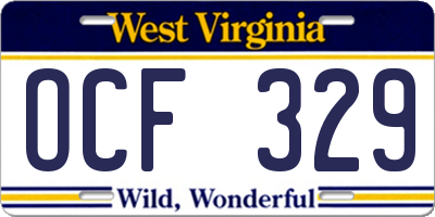 WV license plate OCF329