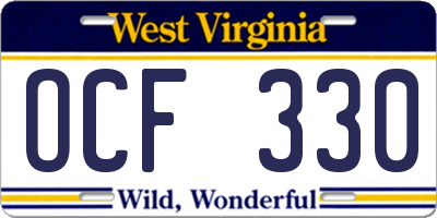 WV license plate OCF330