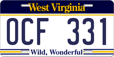 WV license plate OCF331