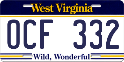 WV license plate OCF332