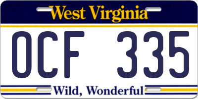 WV license plate OCF335