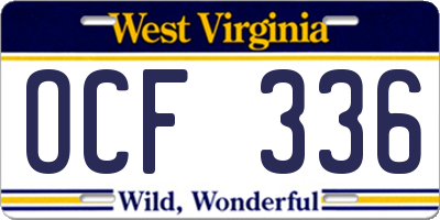 WV license plate OCF336