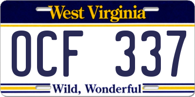 WV license plate OCF337