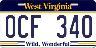 WV license plate OCF340