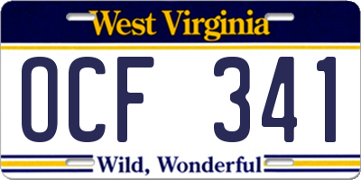 WV license plate OCF341