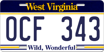 WV license plate OCF343