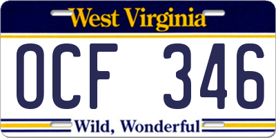 WV license plate OCF346