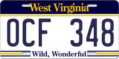 WV license plate OCF348