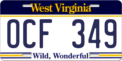 WV license plate OCF349
