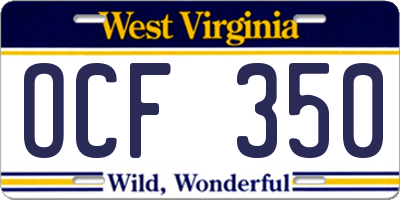 WV license plate OCF350