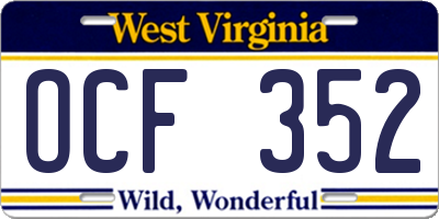 WV license plate OCF352