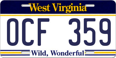 WV license plate OCF359