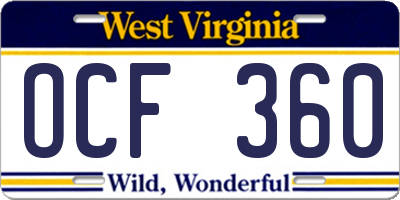 WV license plate OCF360