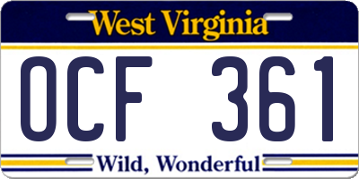 WV license plate OCF361