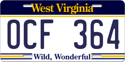 WV license plate OCF364