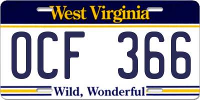 WV license plate OCF366