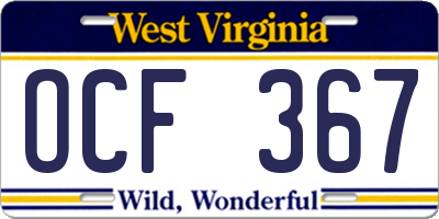 WV license plate OCF367