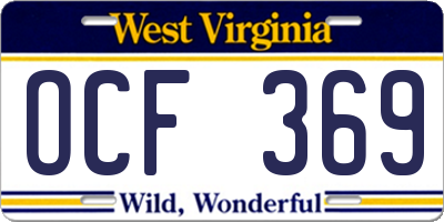 WV license plate OCF369