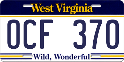 WV license plate OCF370