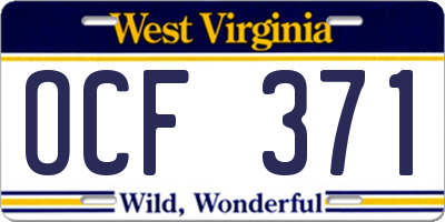 WV license plate OCF371