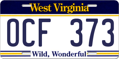 WV license plate OCF373