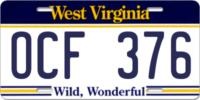 WV license plate OCF376