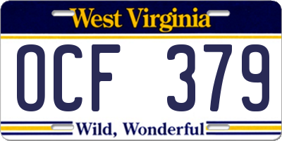 WV license plate OCF379