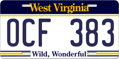WV license plate OCF383