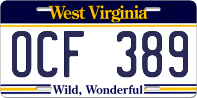 WV license plate OCF389