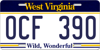 WV license plate OCF390