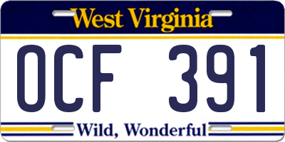 WV license plate OCF391