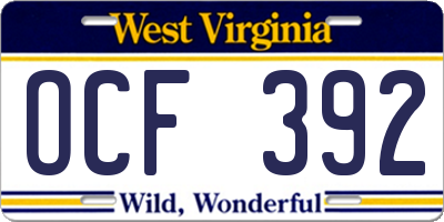 WV license plate OCF392